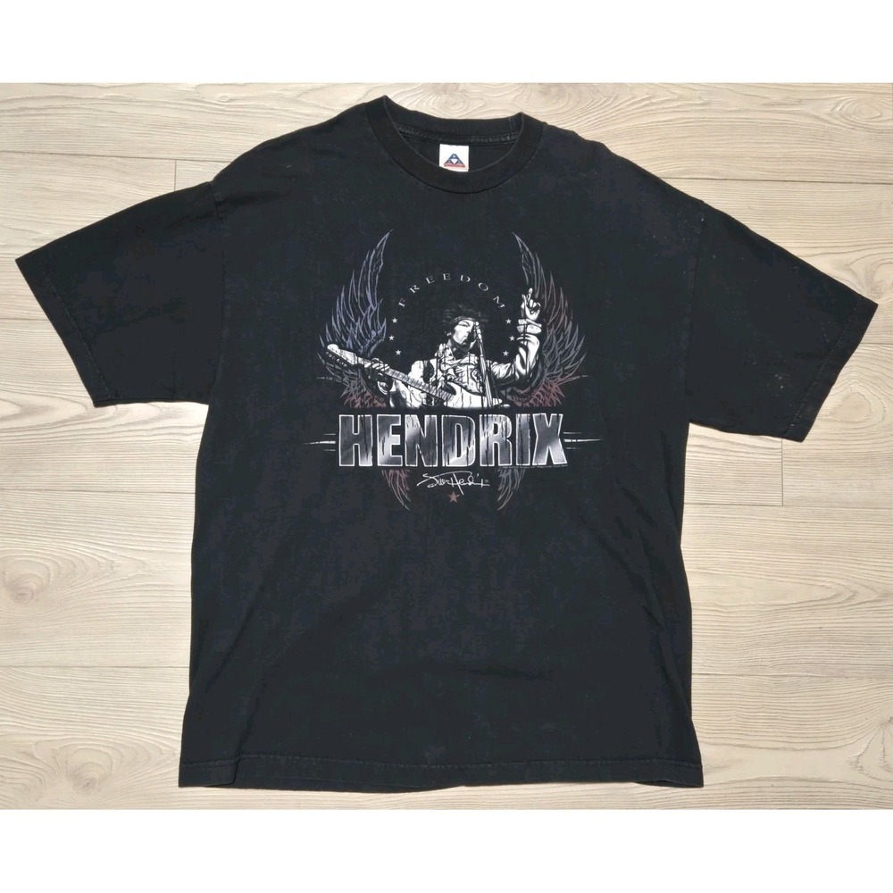 Vintage Jimi Hendrix Freedom T-Shirt Size XL Black AAA Alstyle Tag 2005